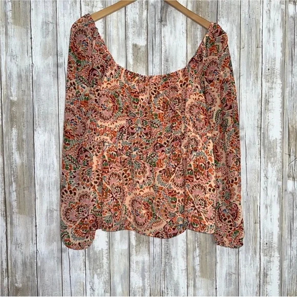 DR2 Orange Smocked Floral Blouse - Picture 2 of 7